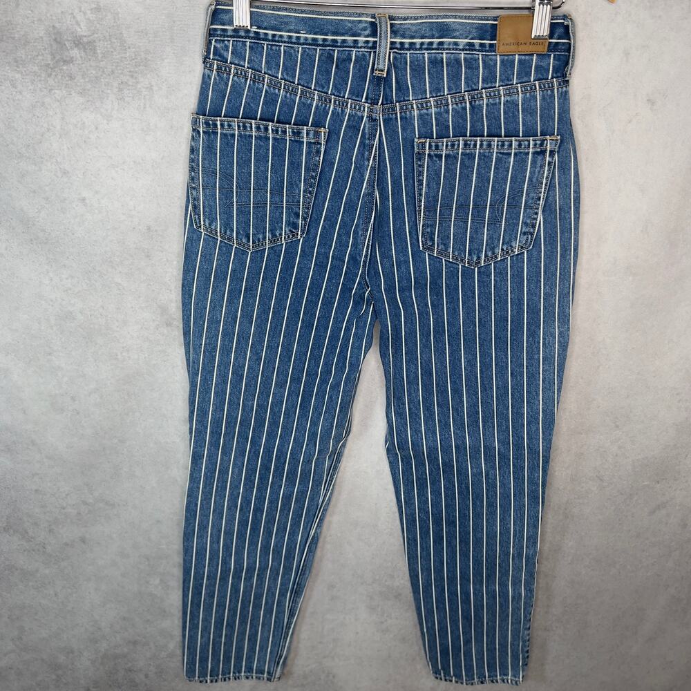 American Eagle Striped High Rise Mom Jeans Vintage Inspired Size 6 - Picture 2 of 6
